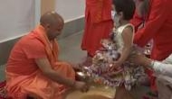 CM Yogi Adityanath performs 'Kanya Pujan' in Gorakhpur