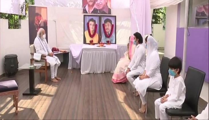 PM Modi meets family members of late Mahesh, Naresh Kanodia in Gandhinagar