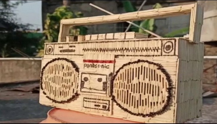 World Radio Day: Puri artist crafts replica of 1980s stereo by matchsticks