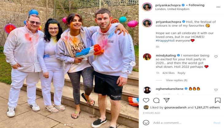 Priyanka Chopra celebrates Holi with Nick Jonas and his parents