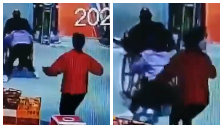 Elderly man in wheelchair accidentally rolls down escalator; video will give you goosebumps!