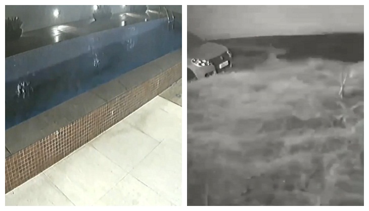 Swimming pool crashes into a car park; video will give you goosebumps!