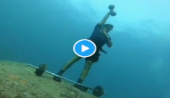 Man performs exercise underwater to spread awareness on fitness; watch viral video