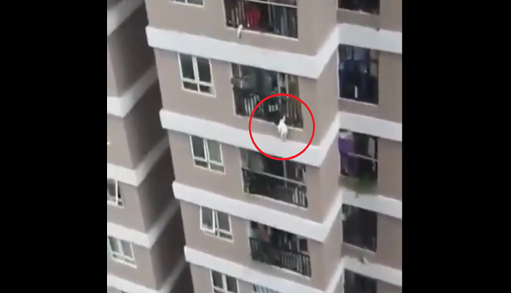 Two-year-old girl falls from 12th floor balcony; horrifying moment caught on cam