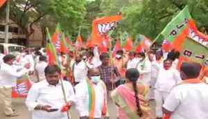 BJP Kisan Morcha holds protest in Hyderabad demanding release of Rs 1 lakh farmer loan waiver