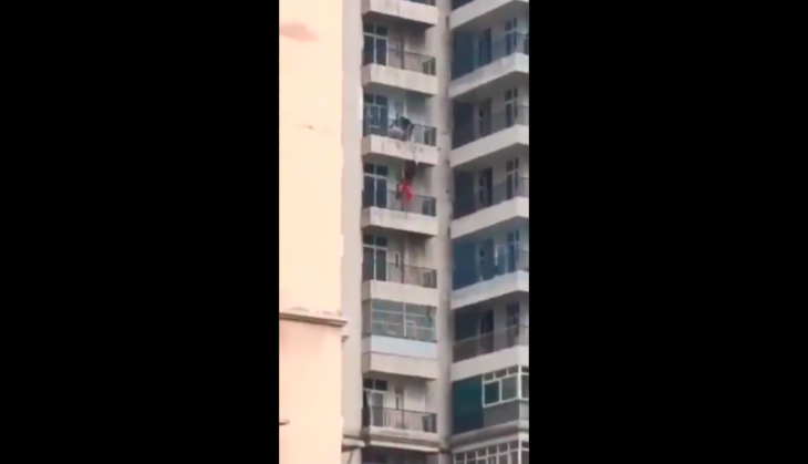 Woman falls off balcony of high rise building, know what happens next [Video]