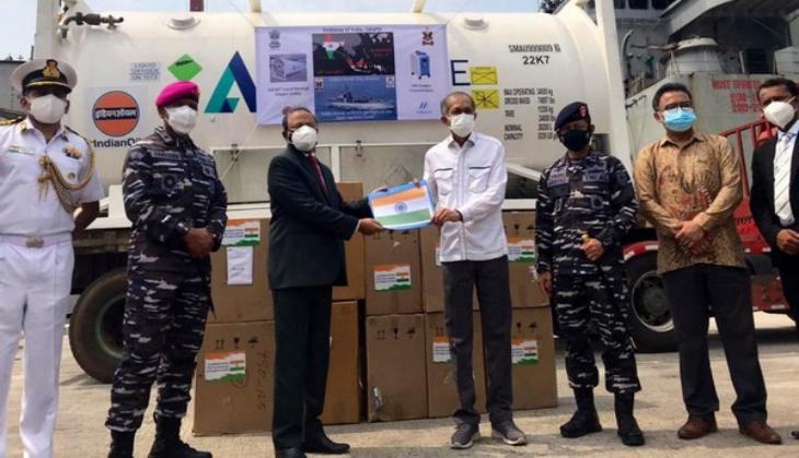 INS Airavat reaches Indonesia with 300 oxygen concentrators, 100 MT of LMO