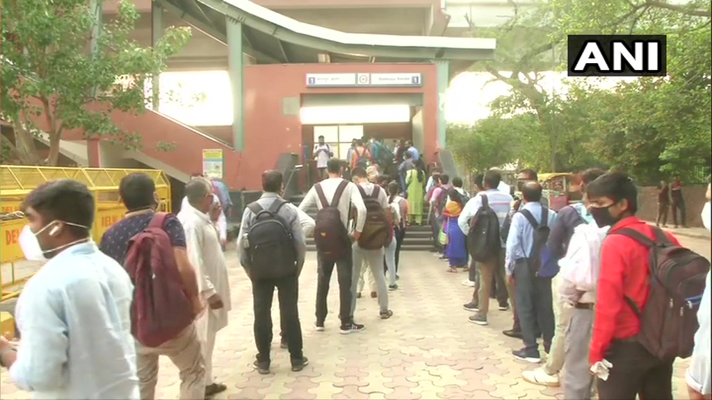 Delhi Metro: Commuters waiting in queue for more than one hour at Badarpur Border metro station