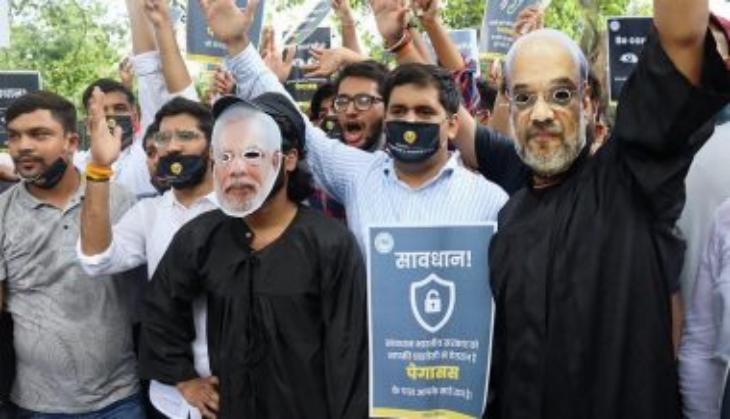 NSUI holds protest over Pegasus row, claims it an attack on democracy