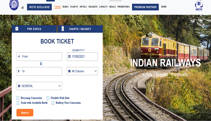 IRCTC official website