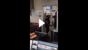 Shocking footage shows woman throwing scissors at complaining customer; video goes viral