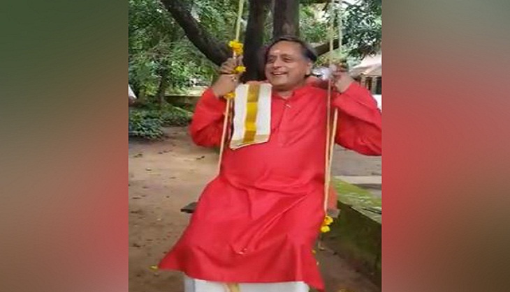Congress leader Shashi Tharoor celebrates Onam in traditional style 