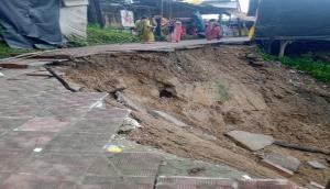 Uttarakhand Rains: Road damaged due to landslide following incessant rainfall in Champawat