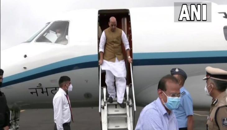 Rajnath Singh arrives in Gujarat to address BJP executive meeting