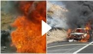 Caught on Cam: Elderly couple trapped inside burning car; know what happens next