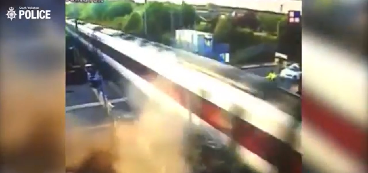 Scary Video: Drunk railway signalman crashes car into a high-speed train; nearly impossible happens next