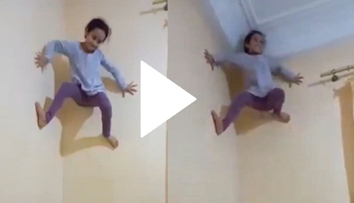 5-year-old girl climbs wall like a spiderman; video will leave you rubbing your eyes
