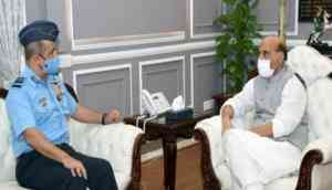 Chief of Air Staff-designate Air Marshal VR Chaudhari meets Rajnath Singh 