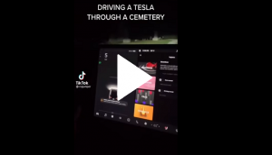 Tesla car detects ghost while driving through a cemetery; spooky video goes viral