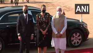 PM Modi receives visiting Danish counterpart Frederiksen at Rashtrapati Bhavan