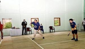 VP Naidu begins day with 'refreshing' badminton game with players from Arunachal during NE tour