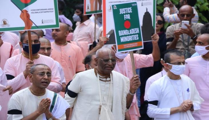 Bangladesh violence: ISKCON devotees hold protest in Bengaluru 