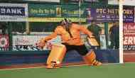 Punjab CM Charanjit Singh Channi turns goalkeeper during Surjit Hockey Tournament in Jalandhar
