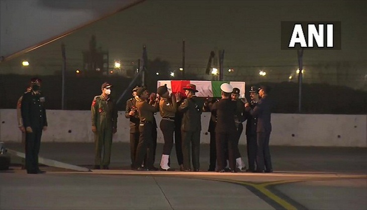 IAF Chopper Crash: Mortal remains of CDS General Rawat, others reach Palam Airbase in Delhi