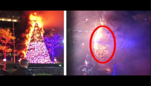 Man sets fire to 50ft Christmas tree outside TV News station; know what happens next