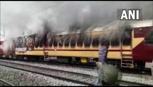 Bihar: Aspirants protesting against alleged discrepancies in RRB NTPC exam set train's coach on fire in Gaya