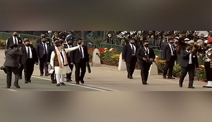 R-Day 2022: PM Modi greets, waves at people on Rajpath after Republic Day parade