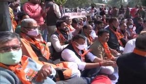 REET paper leak: BJP workers protest in Jaipur, demand CBI probe