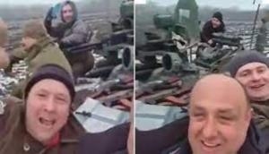 Russia-Ukraine war: Group of Ukrainian men cheer as they take captured Russian tank on joyride [Watch]  
