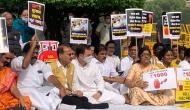 Congress MPs led by Rahul Gandhi stage protest at Vijay Chowk against fuel price hike