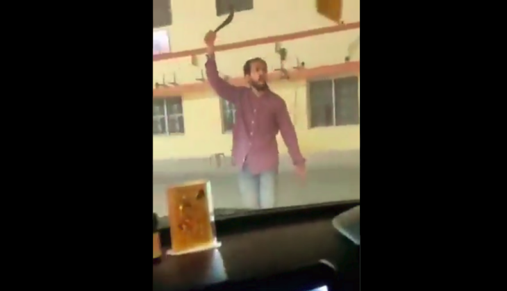 UP man attacks cops at Gorakhnath temple with sickle, video goes viral [Watch] 