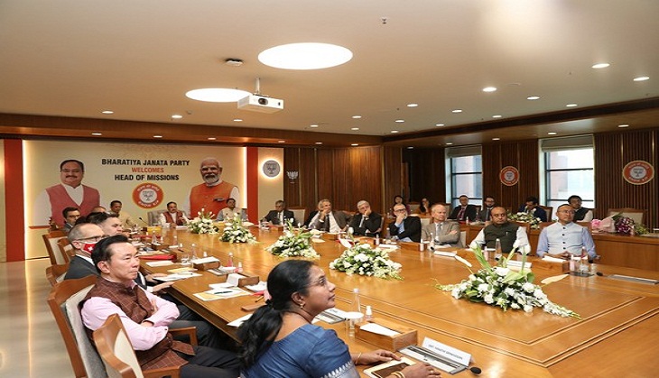 BJP Foundation Day: Foreign envoys evince interest in DBT, BJP's poll wins in meeting with JP Nadda