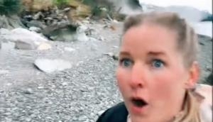 Woman TikToker runs for life after massive landslide; nail-biting video goes viral