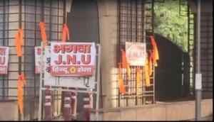 Saffron flags, 'Bhagwa JNU' posters put up outside JNU campus