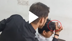 Man uses 28 pairs of scissors to cut hair; video will leave your eyes out on stalks