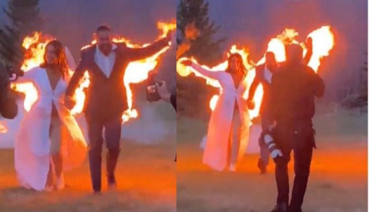 Bride and groom perform daredevil stunt on their wedding day; video will leave you in shock 