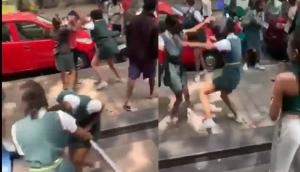 Video: Bengaluru school girls fight on road, beat each other with kicks, punches, sticks [Watch] 