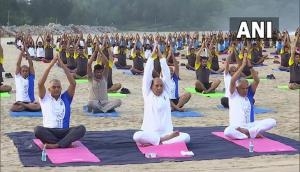 International Yoga Day 2022: Rajnath Singh participates in yoga session with Navy personnel 