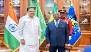 Vice President Venkaiah Naidu meets Gabon President in Libreville
