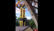 Visitors left stranded upside down after ride stops mid-air; scary visual caught on cam