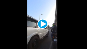 Scorpio driver deliberately hits biker after an argument; horrifying video caught on cam