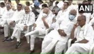 Congress leaders gather at party headquarters to express solidarity with top leadership