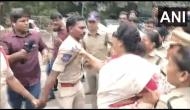 Congress Protest: Renuka Chowdhury holds cop by his collar in Hyderabad