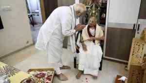 PM Modi meets mother Heeraben Modi on her 100th birthday