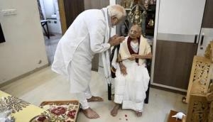PM Modi meets mother Heeraben Modi on her 100th birthday