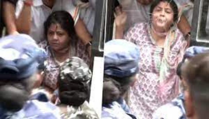 Mahila Congress President spits at police personnel during protest, caught on video